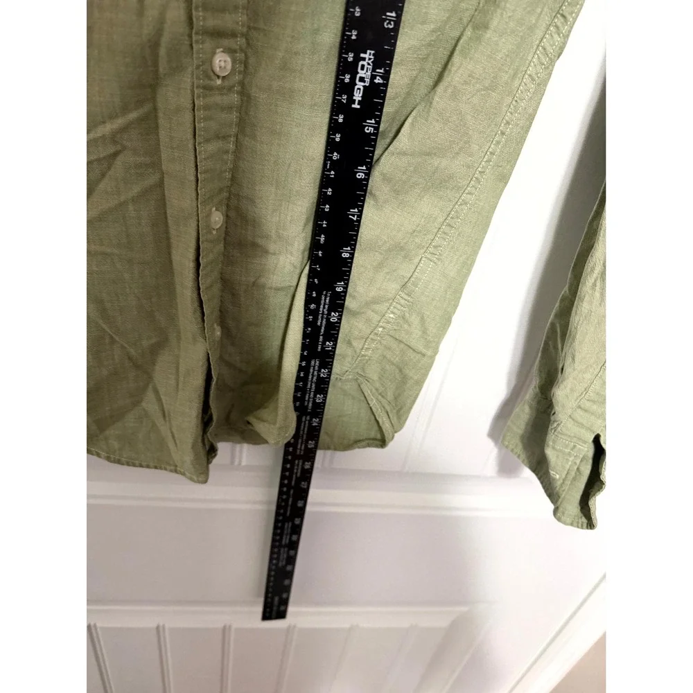 J. Crew Button Down Shirt Mens XS Olive Green Slim Fit Organic Cotton Long Sleev